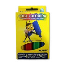 Cola colorida Acrilex com 4 unidades de 23g