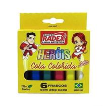 Cola Colorida C/6 Cores 25G Radex Escolar Infantil