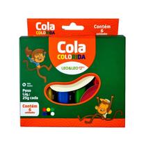 Cola Colorida com Brilho 25g Escolar com 6 unidades Leo&Leo