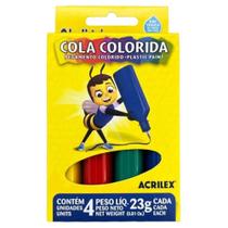 Cola Colorida Escolar com 4 Cores 23g Cada Acrilex Material Escolar Papelaria Infantil
