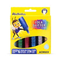 Cola colorida glitter Acrilex com 6 unidades de 23g Cola colorida glitter Acrilex com 6 unidades de 23g