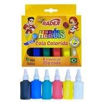 Cola Colorida Lisa Com Relevo Arte Escolar Artesanato 6 Unidades 25g Cola Colorida Lisa Com Relevo Arte Escolar Artesanato 6 Unidades 25g