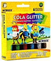 Cola com glitter 6 unidades Acrilex Kit 4 caixas