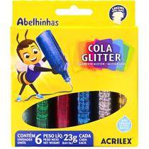 Cola Com Glitter Escolar Estojo 6 Cores 23g Lavavel Acrilex