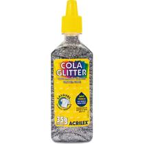 Cola com glitter tubo 35g. prata acrilex Cola com glitter tubo 35g. prata acrilex