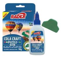 Cola Craft Puzzle para Quebra Cabeça Brilhante/Fosco com Espátula, Transparente 90g, Radex.