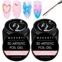 Cola de alumínio para unhas Makartt de 8 mL para designs lineares, em forma de concha e ondulados