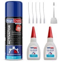 Cola de Ciacrilato CA Glue Magic Chems - 24ml + 200ml com Ativador Cola de Ciacrilato CA Glue Magic Chems - 24ml + 200ml com Ativador