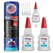 Cola de cianoacrilato Magic Chems CA Glue com ativador 50mL + 400mL Cola de cianoacrilato Magic Chems CA Glue com ativador 50mL + 400mL