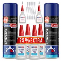 Cola de cianoacrilato Magic Chems CA Glue com ativador, pacote com 2 unidades Cola de cianoacrilato Magic Chems CA Glue com ativador, pacote com 2 unidades