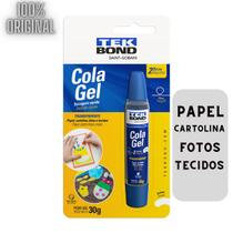 Cola de Gel 2 em 1 Tek Bond 30Gramas Papel/Cartolina/Fotos e Tecidos