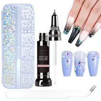 Cola de strass para unhas Makartt AB 8mL com pinça e strass