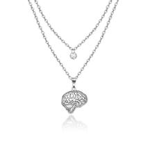 Cola Duplo Cérebro Médico Anatomia Biologia Humano Jóias Modernos prata The Brain Artístico Cola Duplo Cérebro Médico Anatomia Biologia Humano Jóias Modernos prata The Brain Artístico