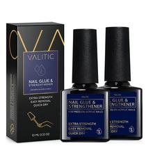 Cola e fortalecedor de unhas VALITIC para unhas de acrílico, pacote com 2 unidades