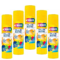 Cola em Bastão, Acrilex, C/40 grs, Pacote c/ 5 - ACRILEX
