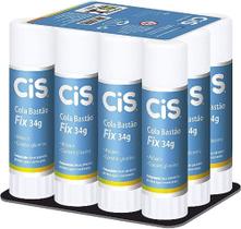 Cola Em Bastão Cis Fix Atóxica Escolar Artesanato 34g 12 Uni