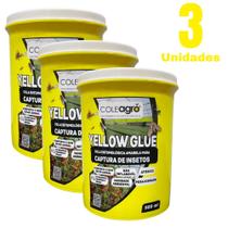 Cola Entomológica Amarela Yellow Glue 500ml Kit Com 3 ColeAgro Monitoramento de Pragas Controle de Insetos Produto Atóxico