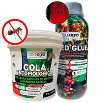 Cola Entomológica Vermelha Red Glue 1L Cola Entomológica 3kg Kit Monitoramento de Insetos