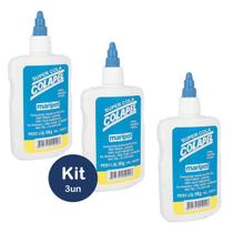 Cola Escolar Branca Infantil Não Tóxica Lavável Colapel Kit 3un 90g Uso Escolar ou Escritório Papel Tecido Madeira