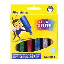 Cola Escolar Colorida Gliter c/ 6 Cores 23g - Acrilex