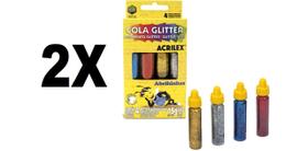Cola Glitter 4 Cores 15g Acrilex Kit com 2 Unidades