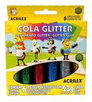Cola Glitter 6 Potes Com 23g - Acrilex 02923