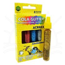 Cola Glitter Acrilex 15g Caixa com 4 Cores