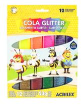 Cola Glitter Acrilex 23 G Caixa C/ 12 Cores