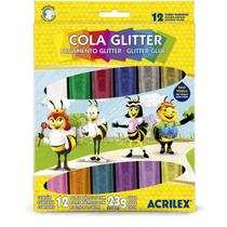 Cola glitter c/12 cores 23g abelhinha acrilex