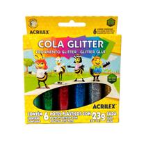 Cola Glitter com 6 Cores - Acrilex Cola Glitter com 6 Cores - Acrilex