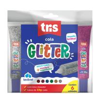 Cola Glitter Tris - 6 Cores Vibrantes - Tubos de 33g Cola Glitter Tris - 6 Cores Vibrantes - Tubos de 33g