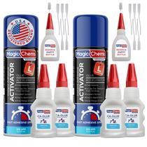 Cola Glue Magic Chems CA com ativador 50 mL + 400 mL (pacote com 2) Cola Glue Magic Chems CA com ativador 50 mL + 400 mL (pacote com 2)