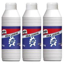 Cola Líquida Branca Escolar Pritt 1kg 3 Unidades - Tenaz