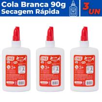 Cola Líquida Branca Escolar Seca Rápido 90g Kit 03 Unidades