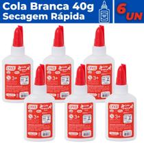 Cola Líquida Branca Uso Escolar E Artesanal 40g Kit 6 Unidades