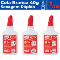 Cola Líquida Branca Uso escolar E Artesanatos 40g Kit Com 3 Unidades Cola Líquida Branca Uso escolar E Artesanatos 40g Kit Com 3 Unidades