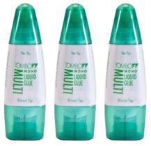 Cola líquida Tombow Mono Multi (pacote com 3) transparente de baixa viscosidade