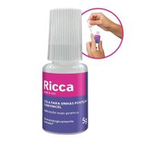 Cola para Unhas Postiças com Pincel Aplicação Fácil 5g Ricca
