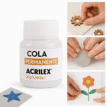 Cola Permanente Acrilex 37g Fixação de Tecido Para Pintura e Artesanato