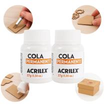Cola Permanente Acrilex 37g para Tecido Pintura e Artesanato com 2 Unidades