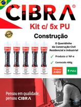 Cola PU Construção Selante de Poliuretano Cibra Flex 400g Preto - cx c/ 5 Unid. CIBRA SELANTES