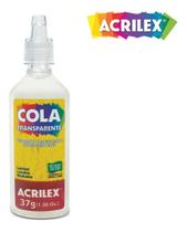 Cola Transparente 37g Acrilex - Bico Fino - 6 Unidades