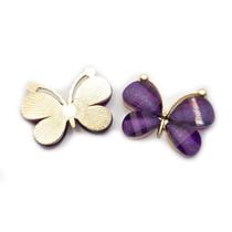 Colagem Borboleta Metal com Vidro Roxo 22x29mm 1pç 5g Artesanato