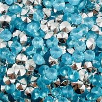 Colagem Chaton Diamante Azul Claro 7mm Plastico 150pçs 12g Colagem Chaton Diamante Azul Claro 7mm Plastico 150pçs 12g