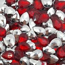 Colagem Gota Strass Acrílico Vermelho Transparente 10x14mm 50pçs 20g