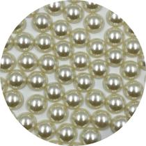 Colagem Meia Pérola 15mm Creme Resina 40pçs 40g Artesanato