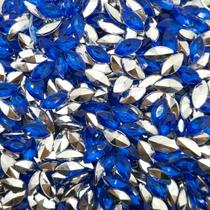 Colagem Navete Strass Acrílico Azul Escuro Transparente 5x10mm 500pçs 40g