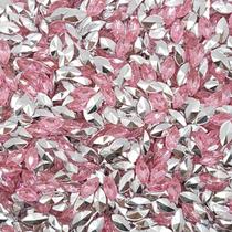 Colagem Navete Strass Acrílico Rosa Transparente 4x8mm 500pçs 25g