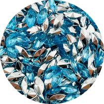 Colagem Navete Strass Azul 3x7mm Transparente 100pçs 4g