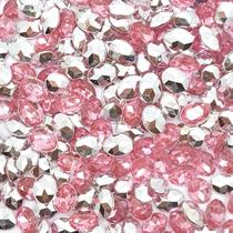 Colagem Oval Strass Acrílico Rosa Transparente 6x8mm 300pçs 30g